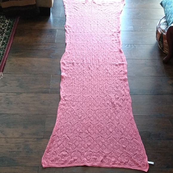 Enzo Mantovani Wool Cashmere Pink Knitted Crochet Scarf wrap - Picture 4 of 13